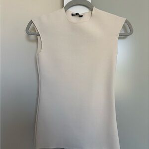 Zara Cream Sleeveless Structured Knit Top